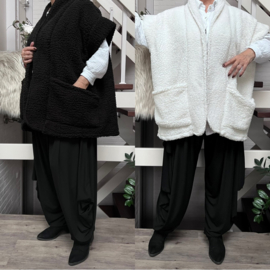 ITALIA MODA oversized fleece mouwloze vest/blazer met zakken / stretch /in meerdere kleuren