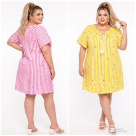 ITALIA MODA  oversized mousseline katoen jurk/in meerdere kleuren