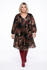 ITALIA MODA  viscose chiffon met accordeonplissé A-lijn jurk gevoerd /stretch