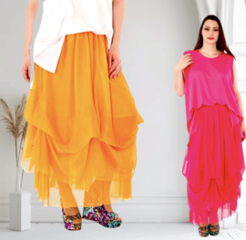 AKH oversized viscose tule rok met verstelbare plooien/in meerdere kleuren