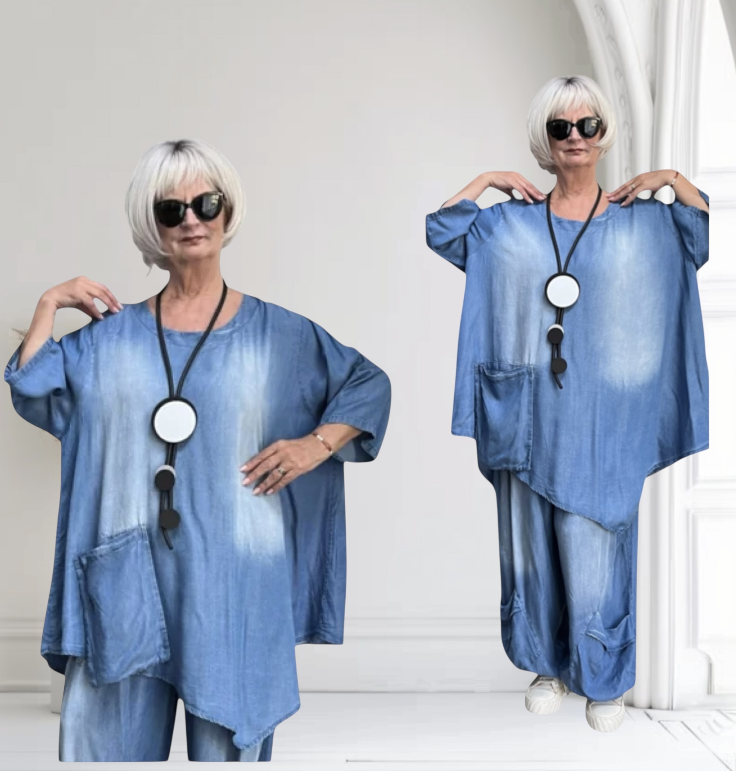 Moonshine  jeans tencel A-lijn tuniek apart /in meerdere kleuren