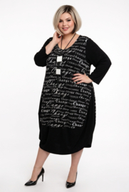 New Jersey viscose ballon jurk stretch zwart/wit