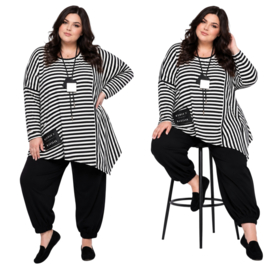FUNKY Diva oversized viscose A-lijn tuniek zwart/wit / stretch