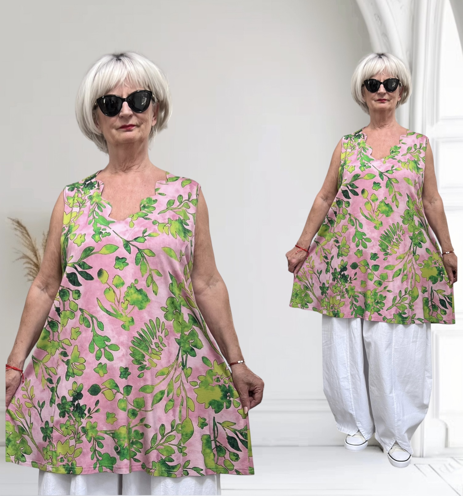 Ophilia viscose A-lijn tuniek  met aparte decolleté stretch