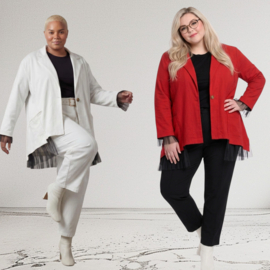 Funky Diva oversized katoen A-lijn blazer met inzet van tule stretch  /in meerdere kleuren