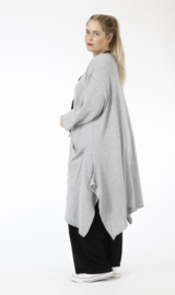 AKH oversized gebreide A-lijn vest/blazer met bies van eco leer stretch /in meerdere kleuren