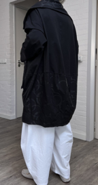 Vincenzo Allocca katoen joggingsstof blazer/jas zwart/stretch