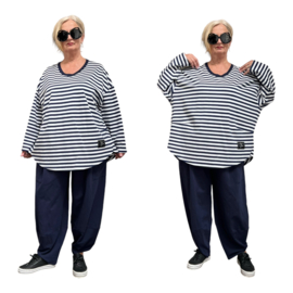 SASHA Noa jersey oversized katoen vrijetijdspak(top + broek) apart stretch donkerblauw