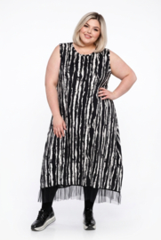 AKH oversized viscose jersey jurk apart/stretch zwart/wit