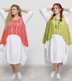 Moonshine oversized de modieuze kleuring  katoen KANTEN top apart stretch /in meerdere kleuren