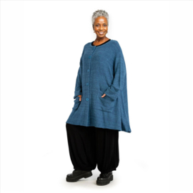 AKH gebreide oversized bouclé  A-lijn katoen vest/blazer apart stretch