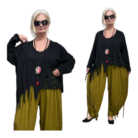 Moonshine oversized  katoen A-lijn top apart stretch zwart