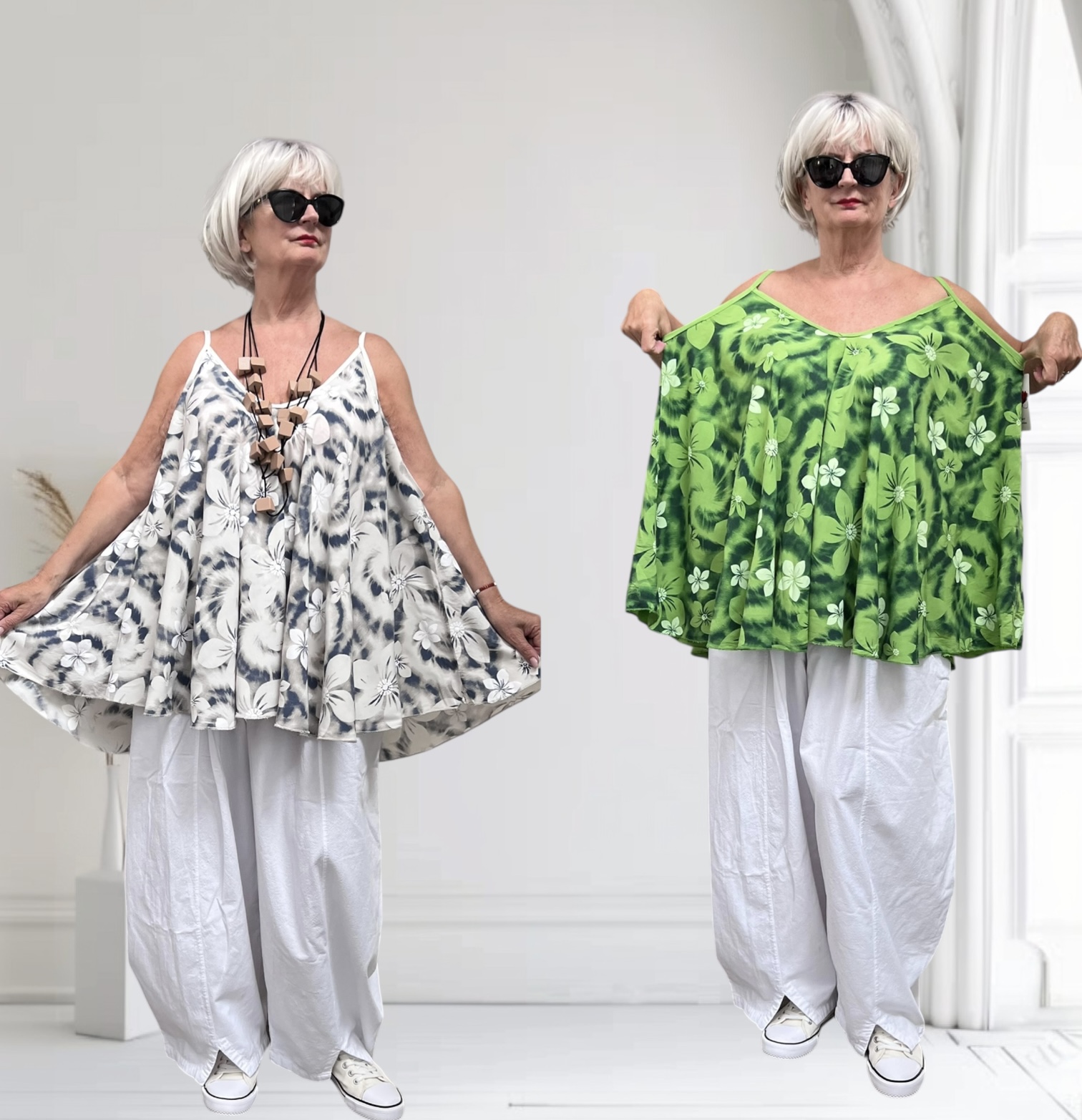 ITALIA oversized viscose A-lijn zomer top/in meerdere kleuren