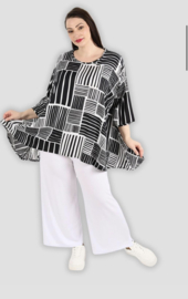 AKH oversized viscose A-lijn top/tuniek zwart/wit  apart