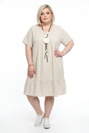 ITALIA MODA geborduurd linnen/viscose A-lijn jurk