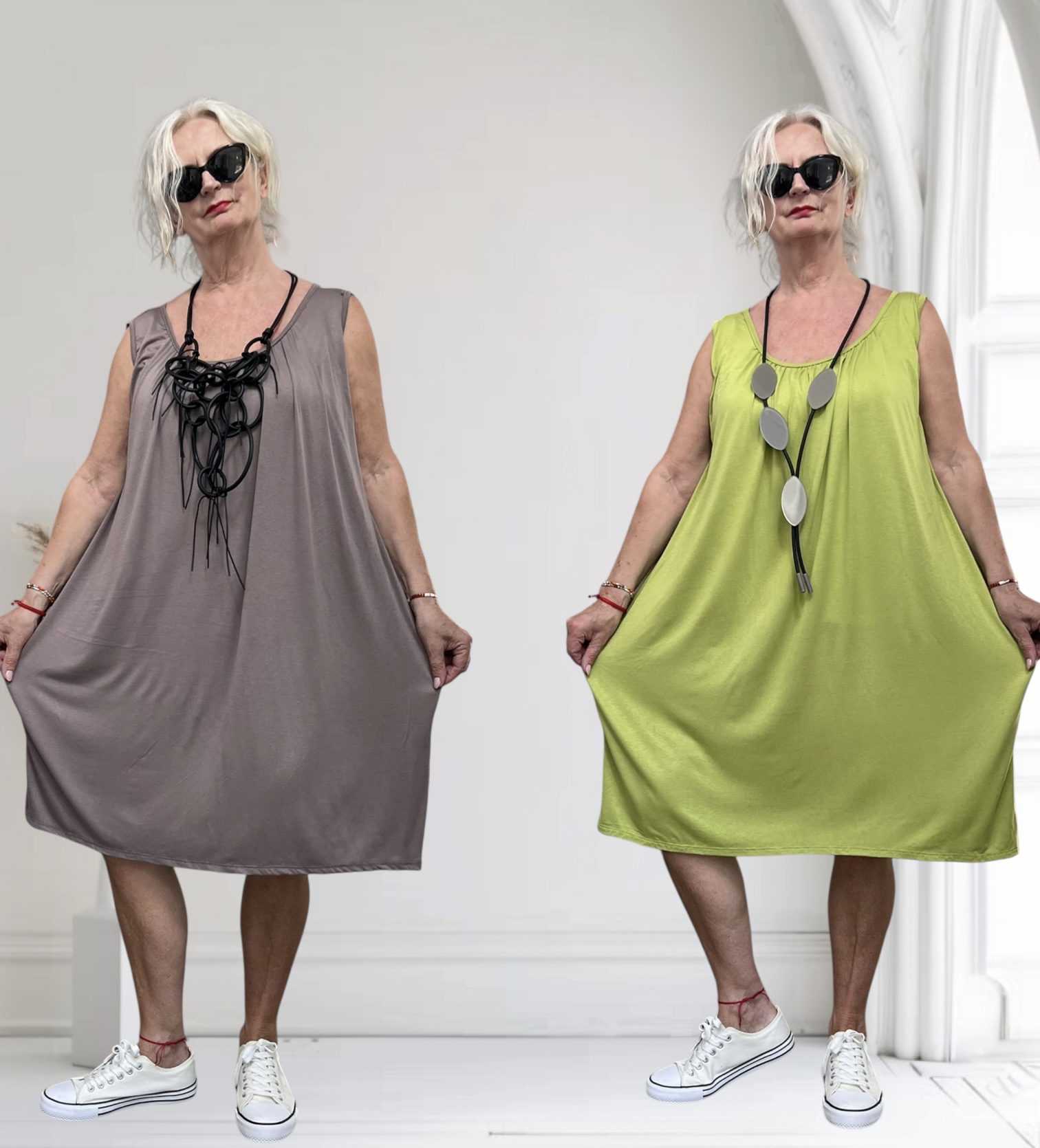 ITALIA viscose zomer jurk apart stretch/in meerdere kleuren