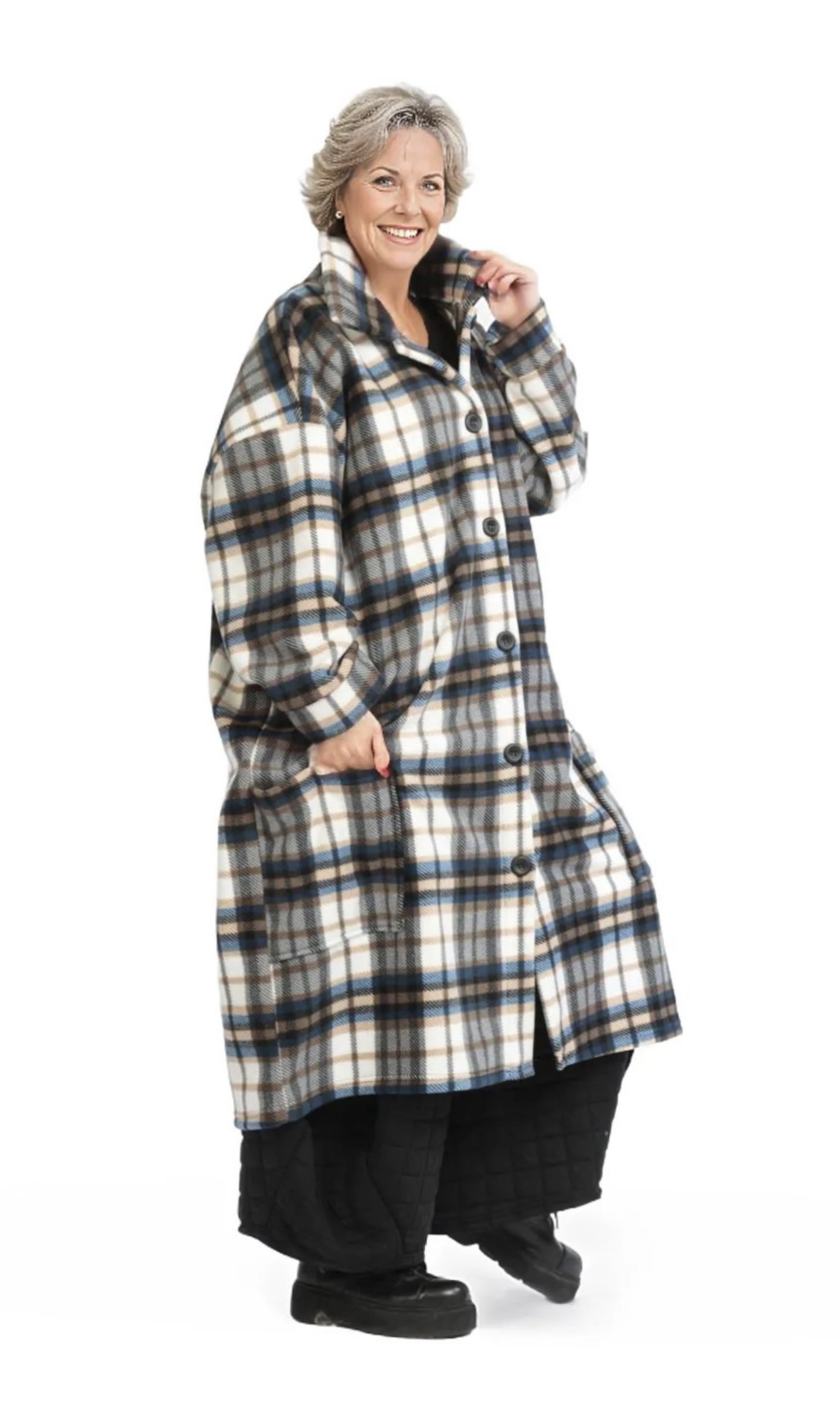 AKH oversized fleece winterjas/mantel stretch