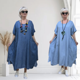ITALIA MODA  jeans tencel A-lijn jurk apart /in meerdere kleuren