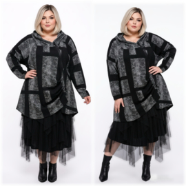 IZZY Style punta viscose A-lijn blazer/vest/jas grijs/zwart stretch
