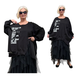 EU Queen oversized katoen A-lijn top/zwart stretch/apart/in meerdere kleuren