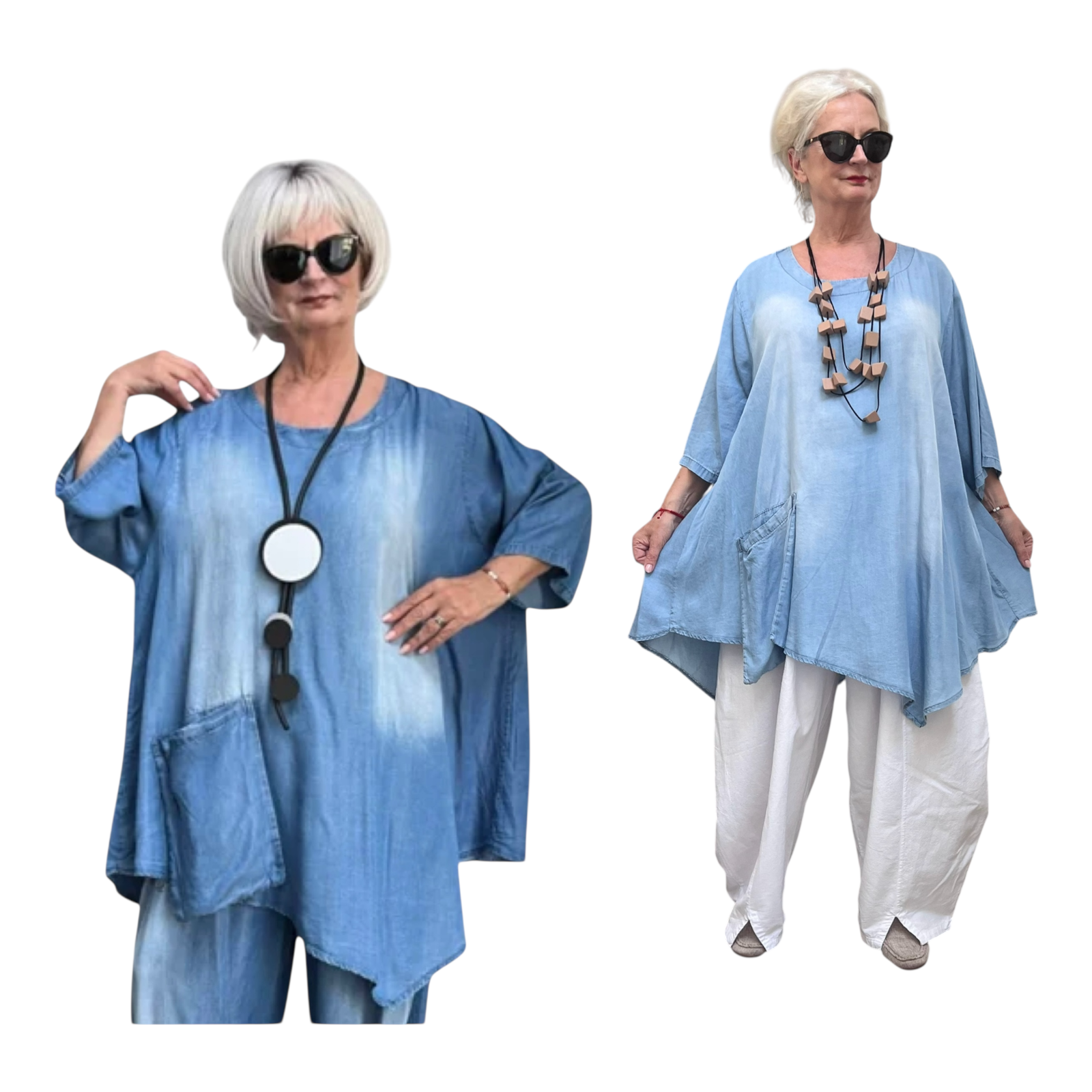 Moonshine  jeans tencel A-lijn tuniek apart /in meerdere kleuren