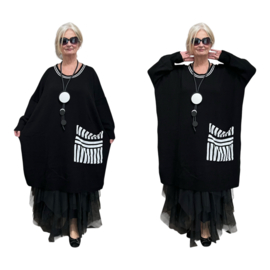 AKH oversized gebreide tuniek/jurk  apart stretch