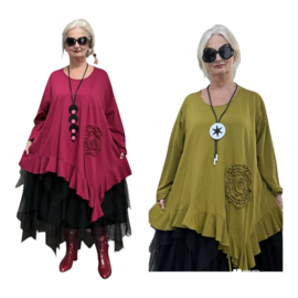 Moonshine katoen winter tricot A-lijn tuniek stretch /in meerdere kleuren