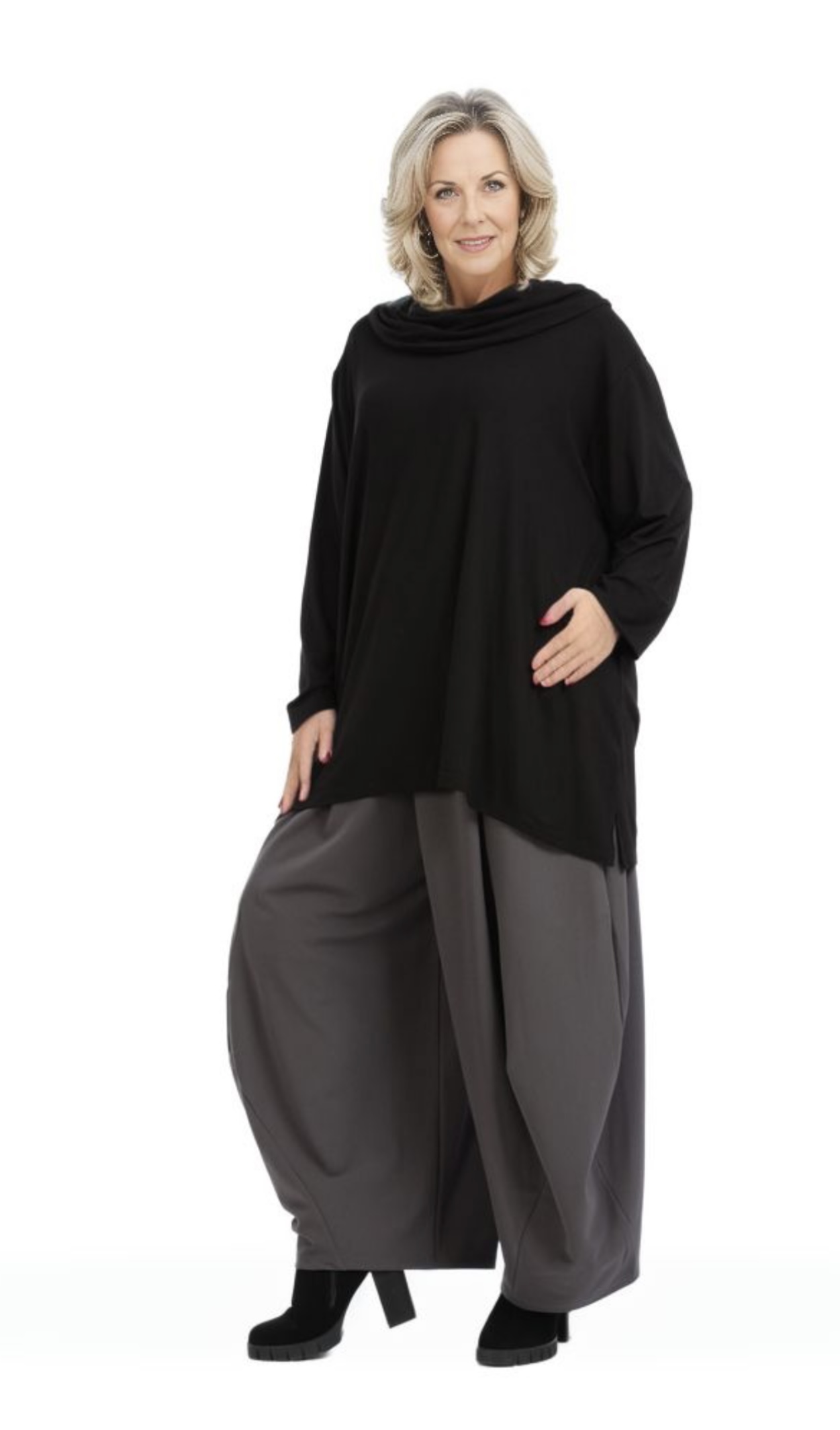 AKH oversized viscose jerseyA-lijn tuniek apart stretch zwart