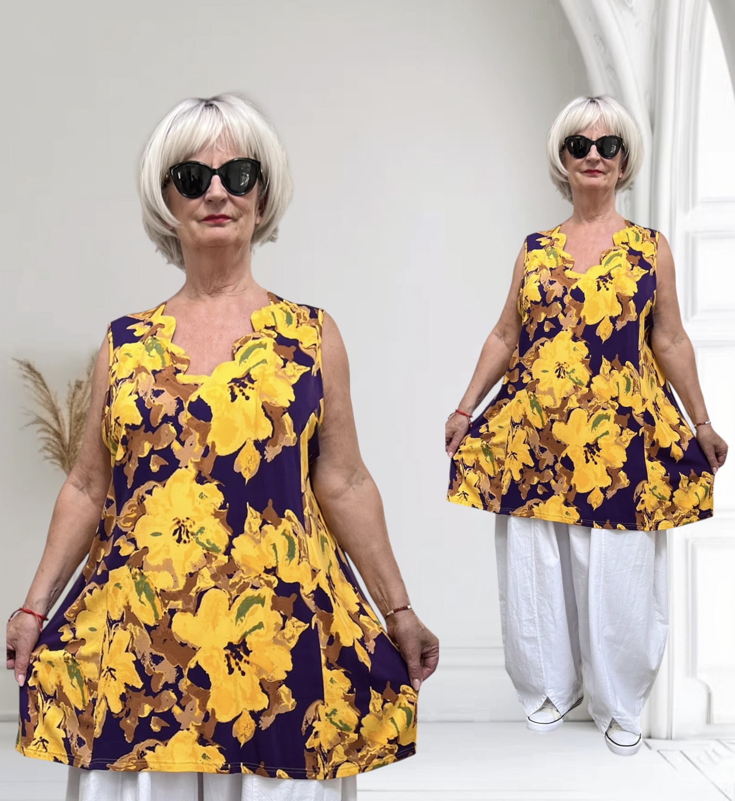 Ophilia viscose A-lijn tuniek  met aparte decolleté stretch