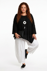 Moonshine oversized geborduurd viscose A-lijn tuniek zwart