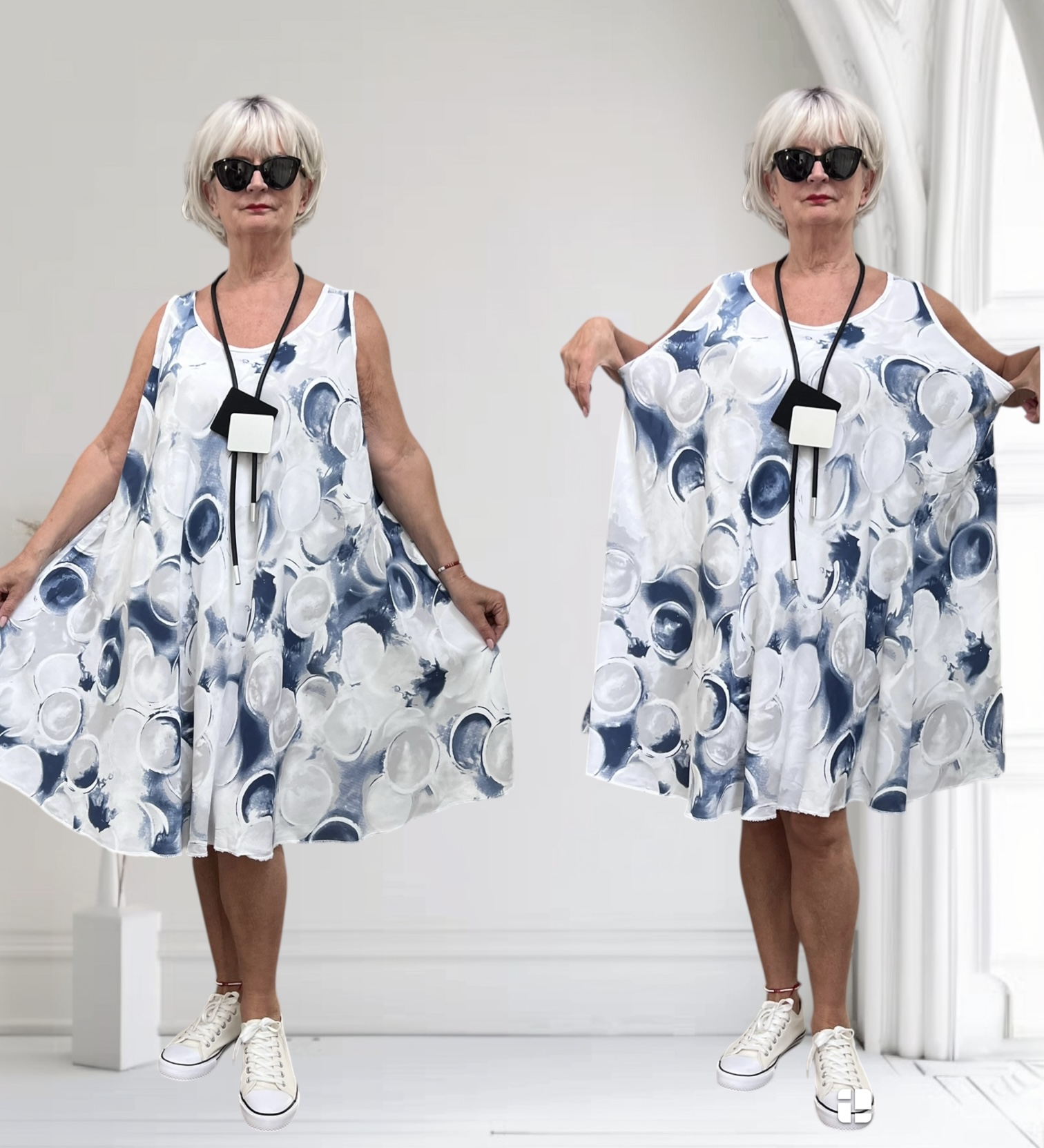 ITALIA oversized viscose A-lijn zomer jurk