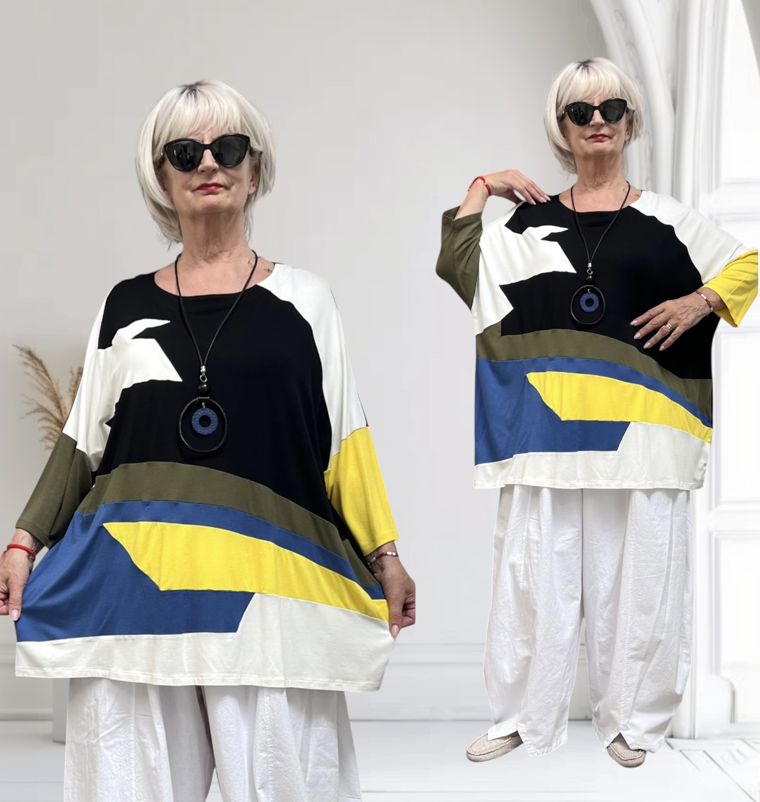 Zedd Plus viscose top met ketting stretch