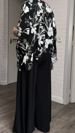 Naveed  oversized viscose jersey top zwart/wit