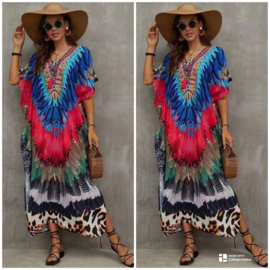 Brava moda zomerse luchtige viscose zomer poncho/ tuniek /niet doorschijnend