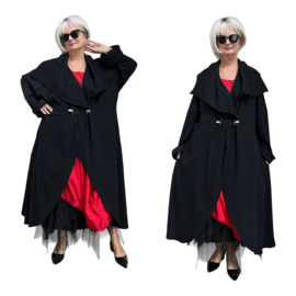 Vincenzo Allocca oversized katoen A-lijn jas/blazer/vest stretch zwart