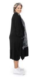 AKH oversized viscose A-lijn jurk met zakken/apart/stretch zwart/wit