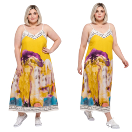 ITALIA Moda oversized viscose /zijde A-lijn zomer jurk
