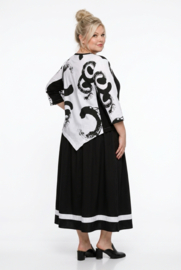 SINNE design.. A-lijn viscose jurk zwart/wit