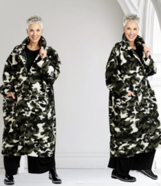 AKH oversized lange wollen winterjas/mantel  gevoerd