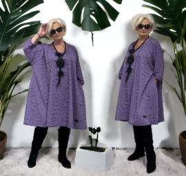 Joulie Collection oversized A-lijn jersey viscose tuniek/jurk met zakken apart stretch  (extra groot) stretch