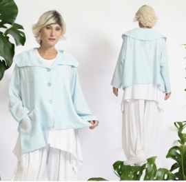 AKH viscose/linnen  A-lijn korte blazer met zakken apart