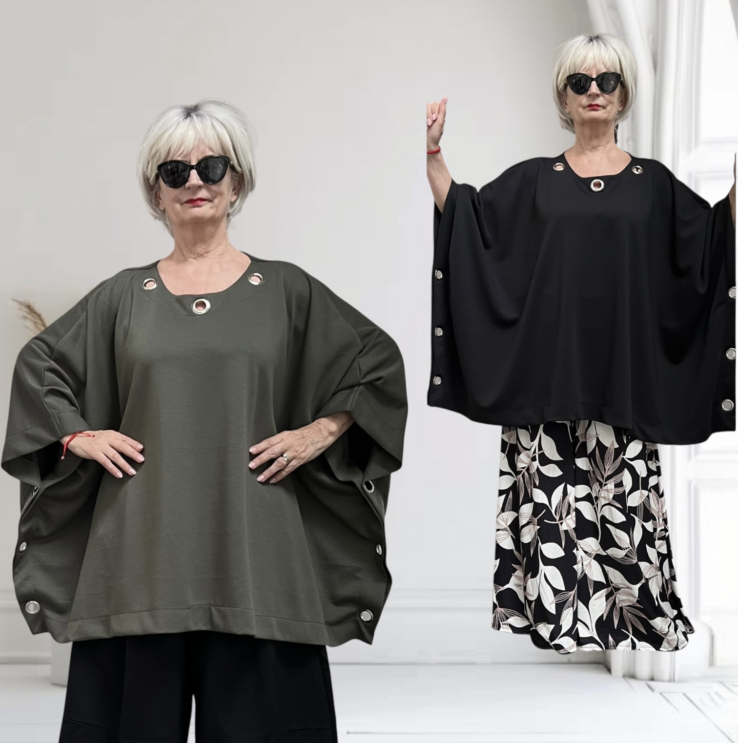 ITALIA MODA  oversized winter katoen tuniek/ poncho stretch /in meerdere kleuren
