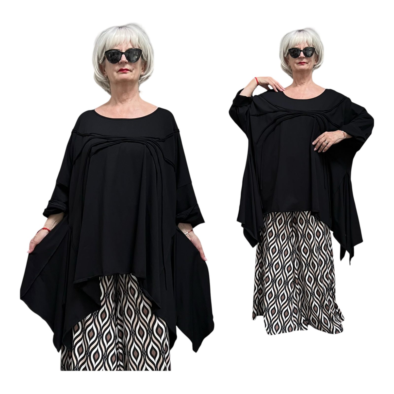 Vincenzo Allocca oversized viscose  A-lijn tuniek apart zwart