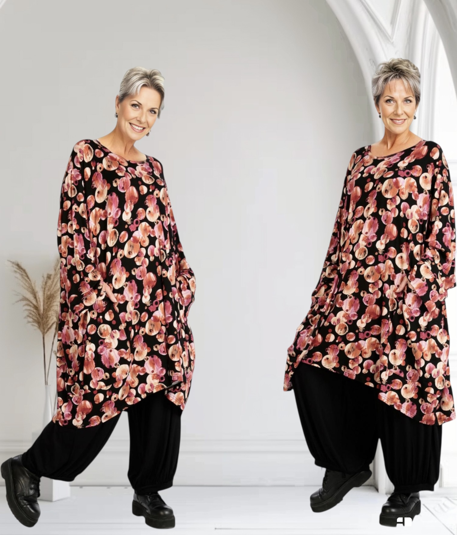 AKH oversized viscose tricot A-lijn tuniek  apart stretch