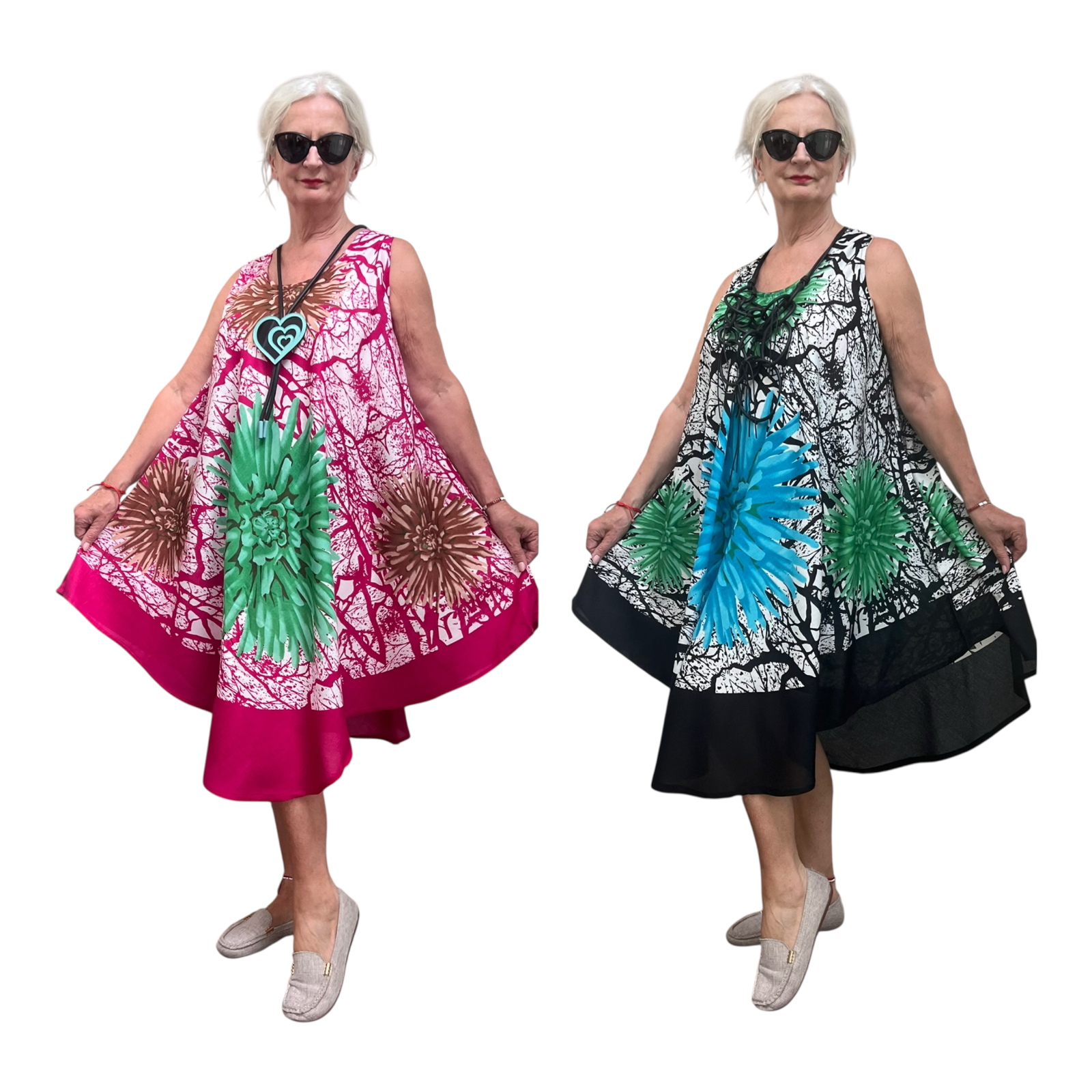 UNIDIVA viscose A-lijn zomer jurk apart/in meerdere kleuren
