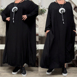 AKH  oversized  viscose A-lijn jurk zwart /stretch