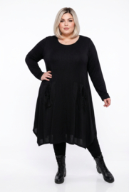AKH oversized viscose soepele slinky-kwaliteit A-lijn jurk apart/ zwart