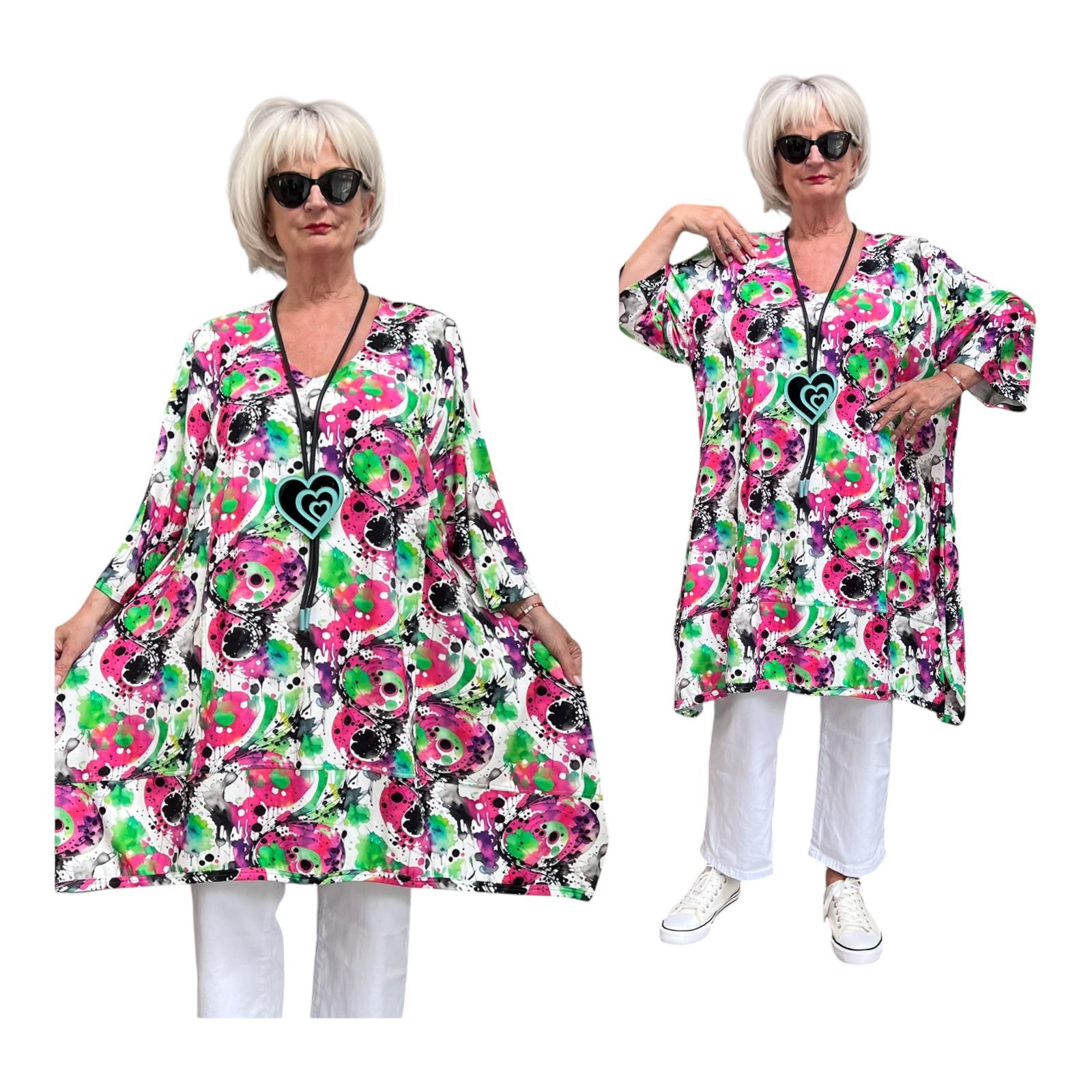New Jersey oversized viscose A-lijn jurk/tuniek extra wijd/ stretch