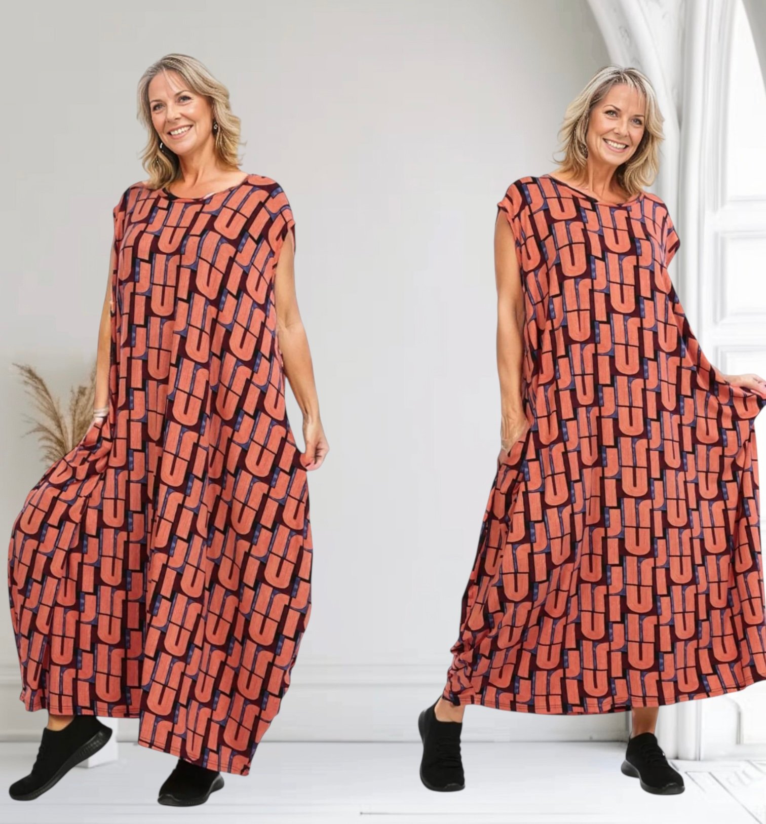 AKH oversized viscose A-lijn jurk /apart/stretch
