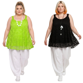 ITALIA oversized kanten top/tuniek gevoerd /stretch /in meerdere kleuren